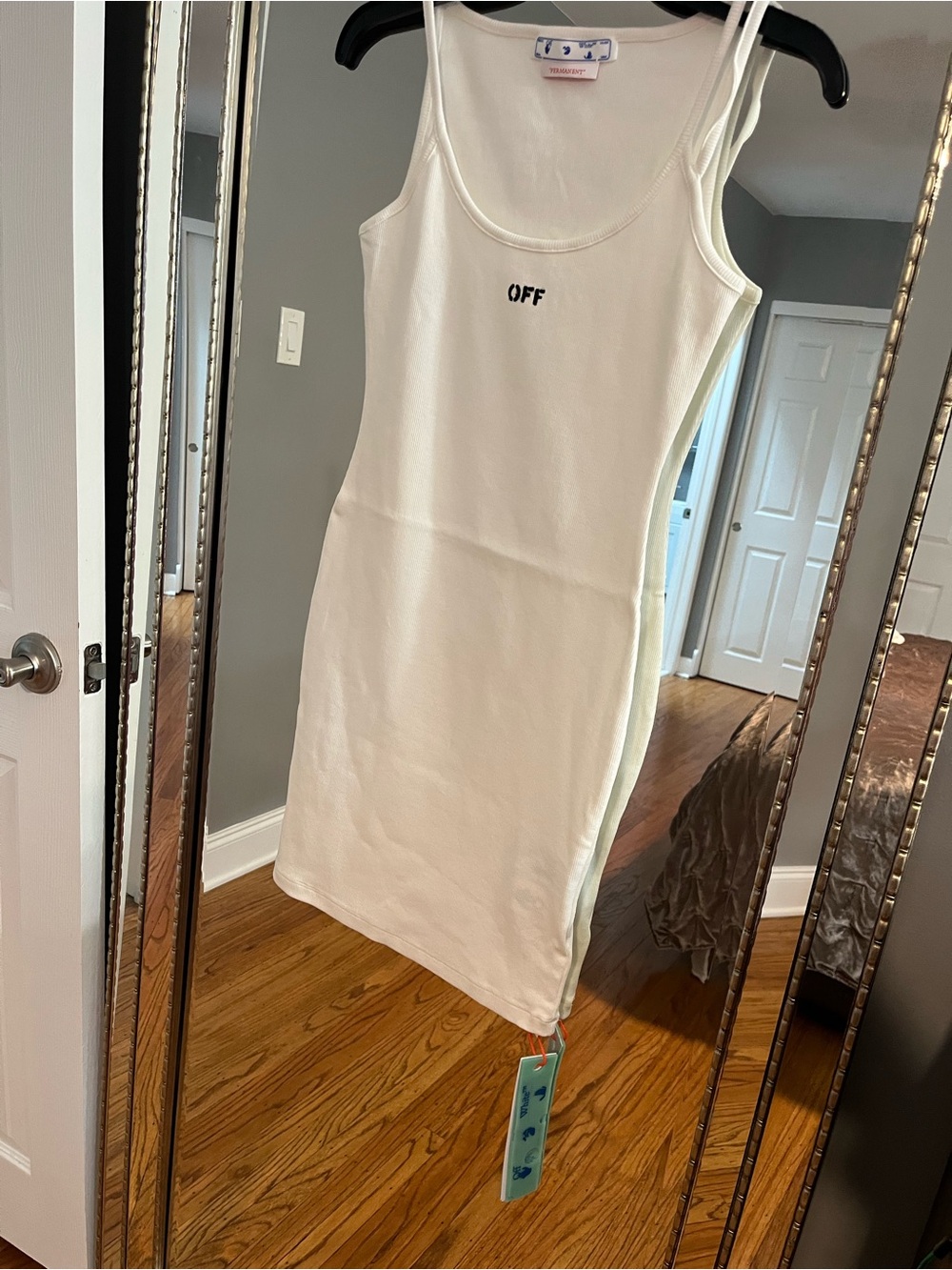 Off-White White Tank Midi Dress with 'OFF' Logo